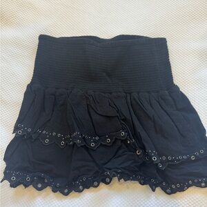 PAIGE Black Mini Skirt with Eyelet Accents